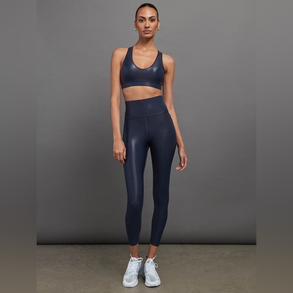CARBON38 High Rise 7/8 Legging in Takara Shine navy blue leggings small - Picture 6 of 9
